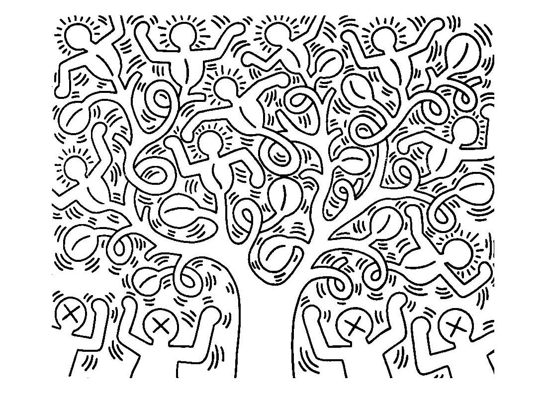 Coloriage inspiré par une oeuvre de Keith Haring