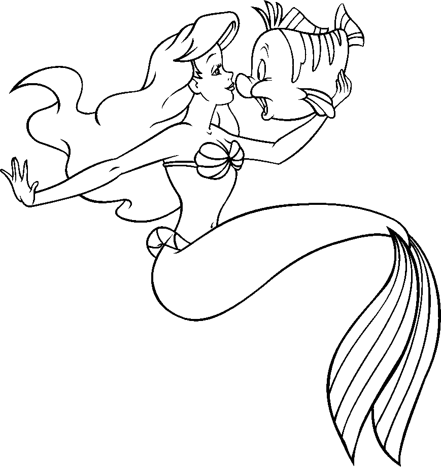 Coloriage de la jolie sirène Ariel