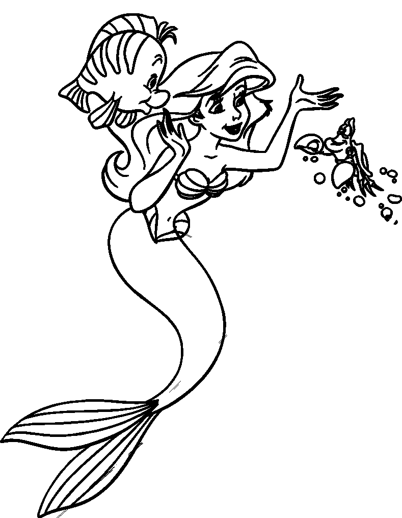 Jolie sirène Ariel à imprimer et colorier