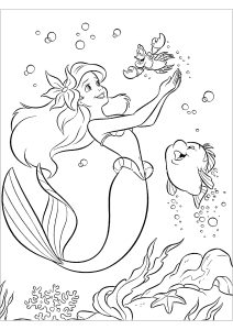 Ariel avec Sébastien le homard et Polochon son ami poisson