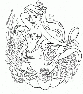 Coloriage très détaillé de La Petite Sirène (Disney)