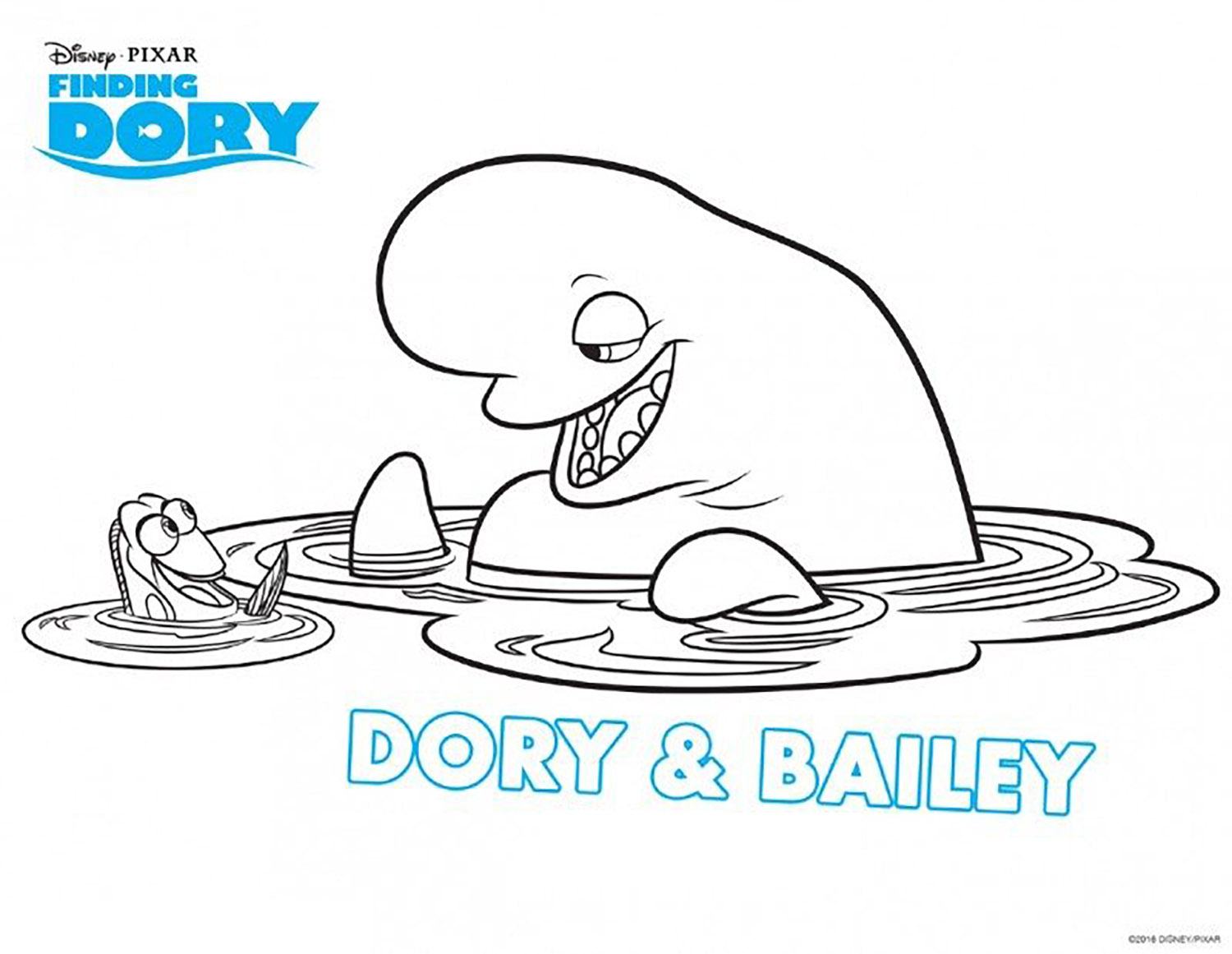Dory à colorier avec la baleine Bailey