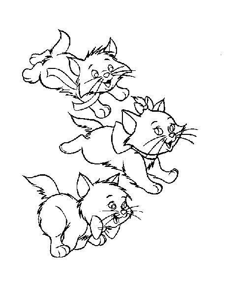 3 chats à colorier