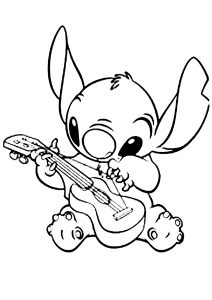 Stitch joue de la guitare