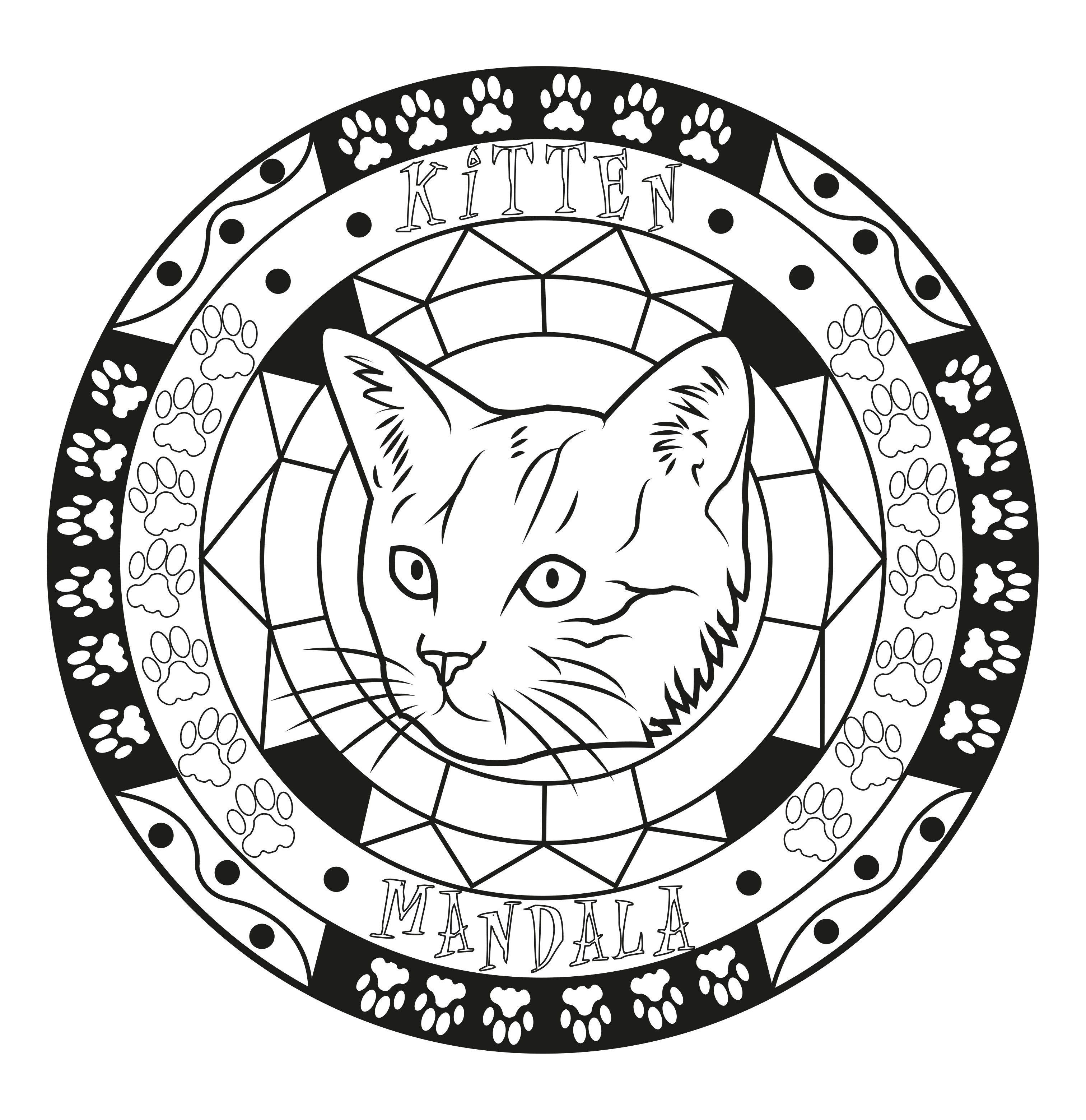 Mandala avec une jolie tªte de chaton
