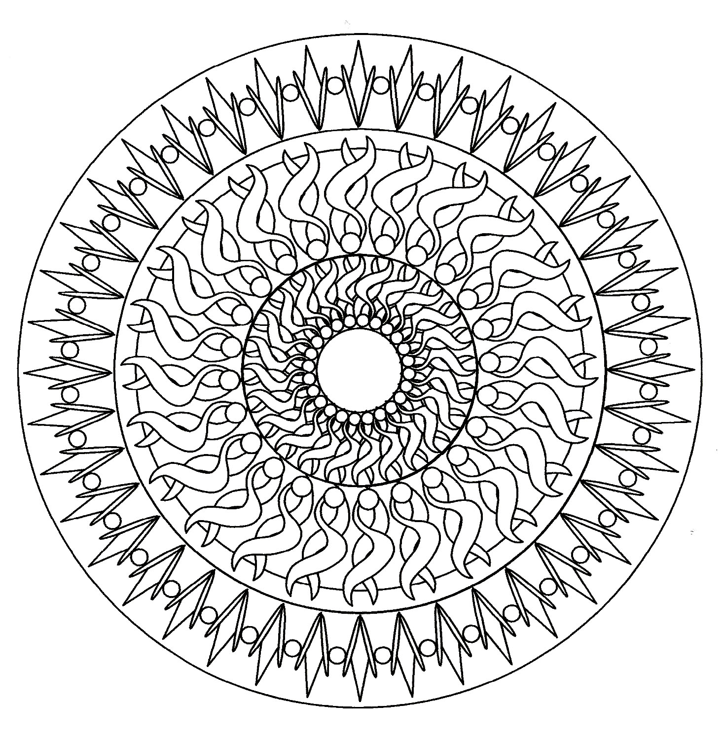 Coloriage Mandalas mandala facile geometrique 6 Imprimer