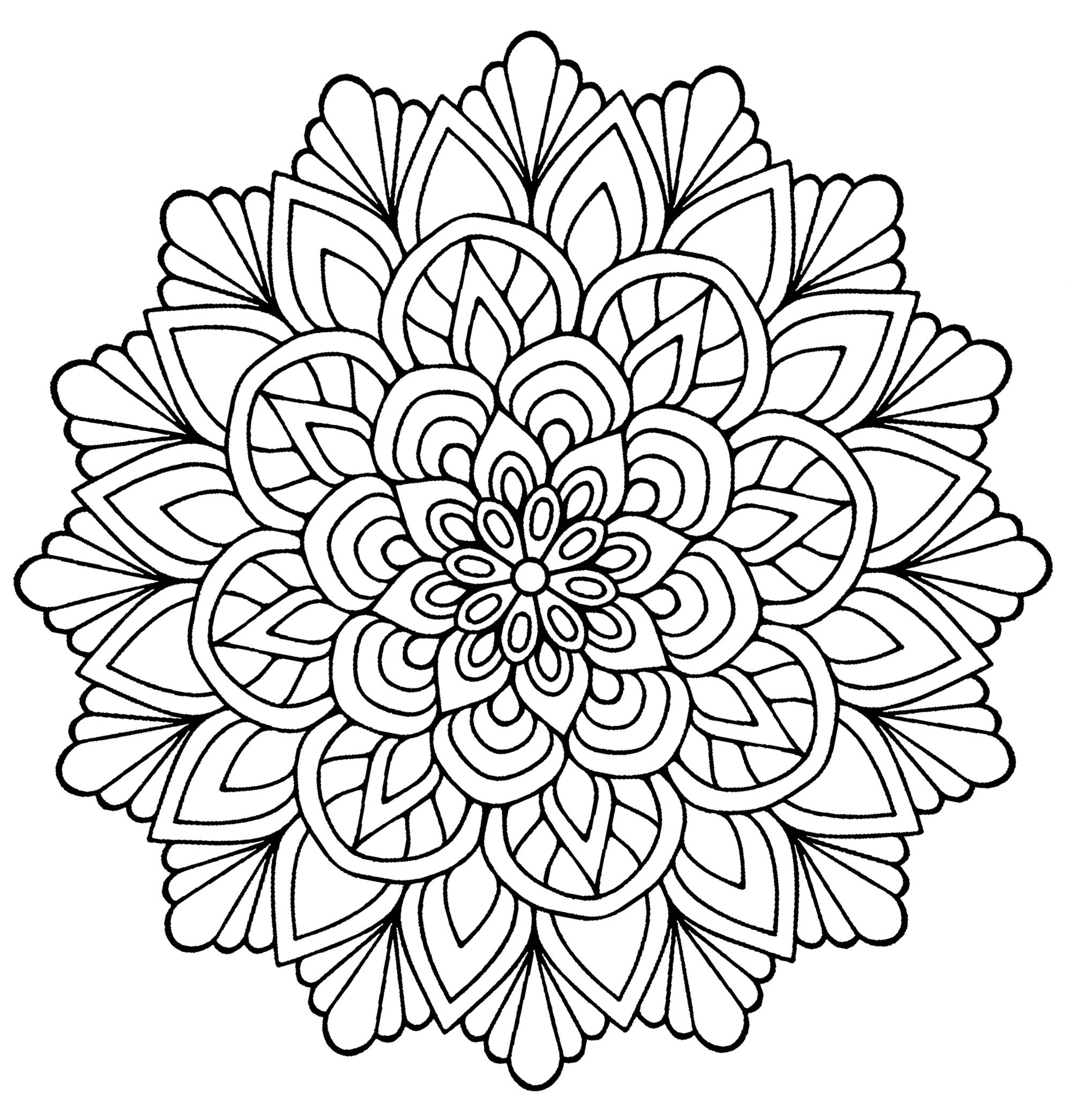 Coloriage Mandalas mandala fleur avec feuilles Imprimer