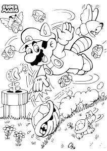 Mario écureuil volant en plein combat