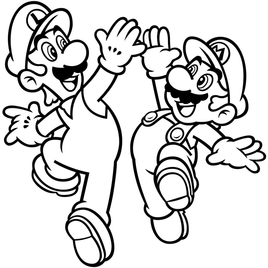 coloriages mario bros 3 free to print Dessin de Luigi et Mario