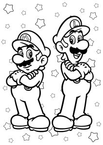 Mario et Luigi sur fond étoilé