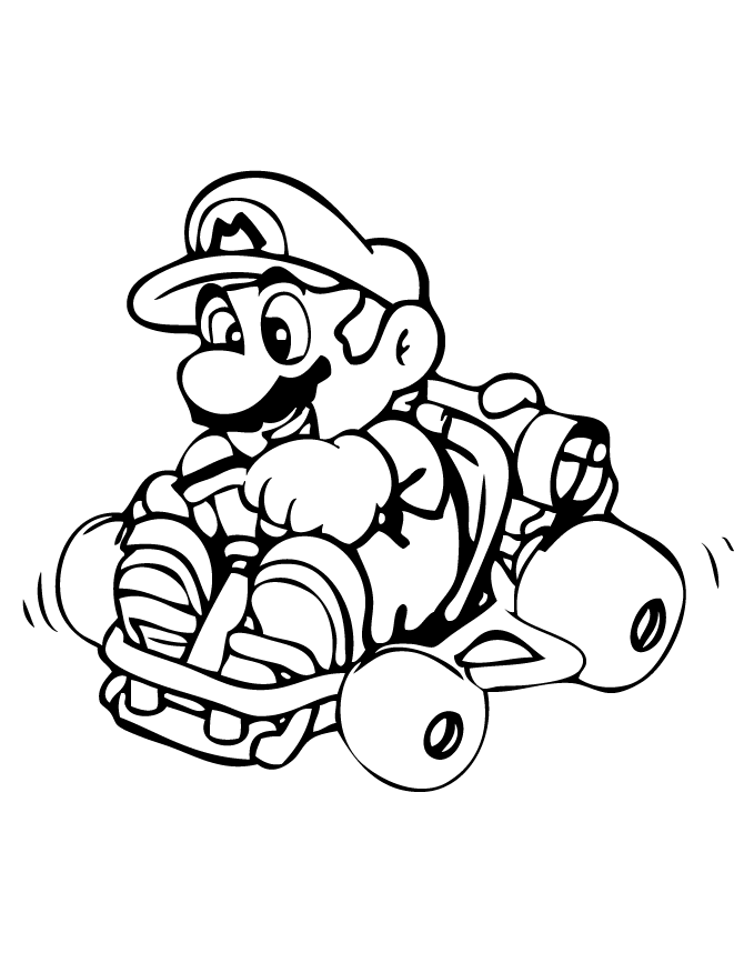 Image de Mario dans un Karting à imprimer et colorier