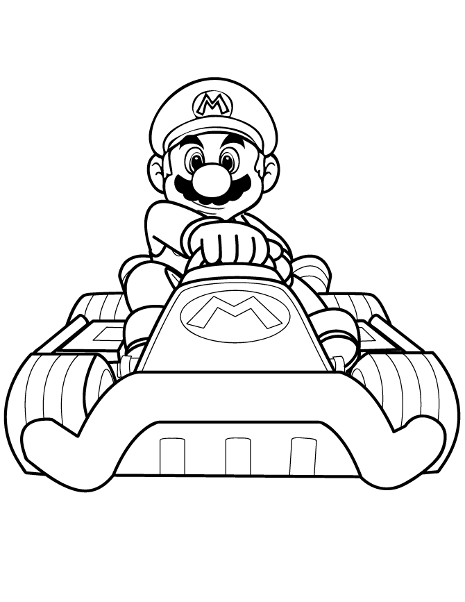 Mario dans son kart vu de face