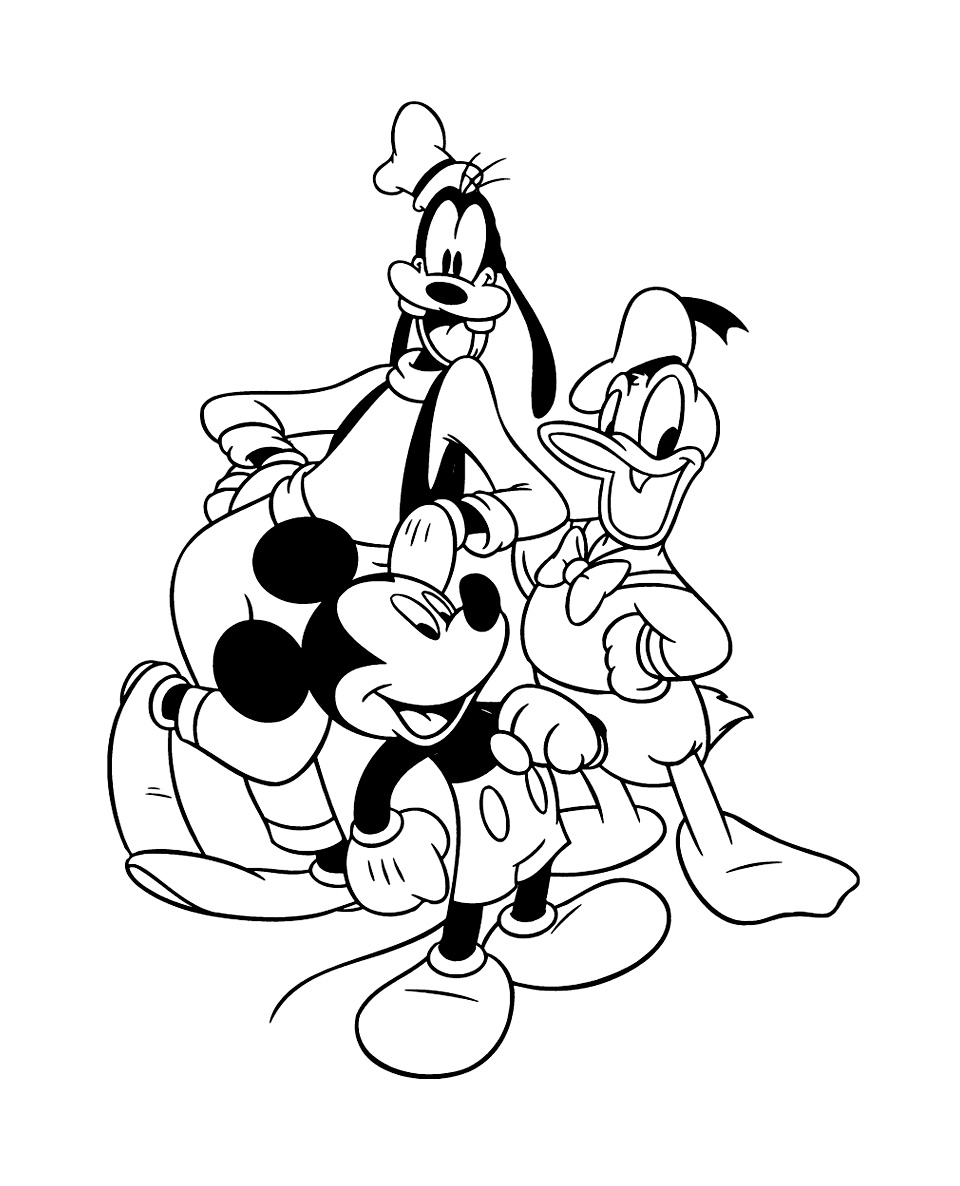 Coloriage Mickey et ses amis mickey donald dingo Imprimer