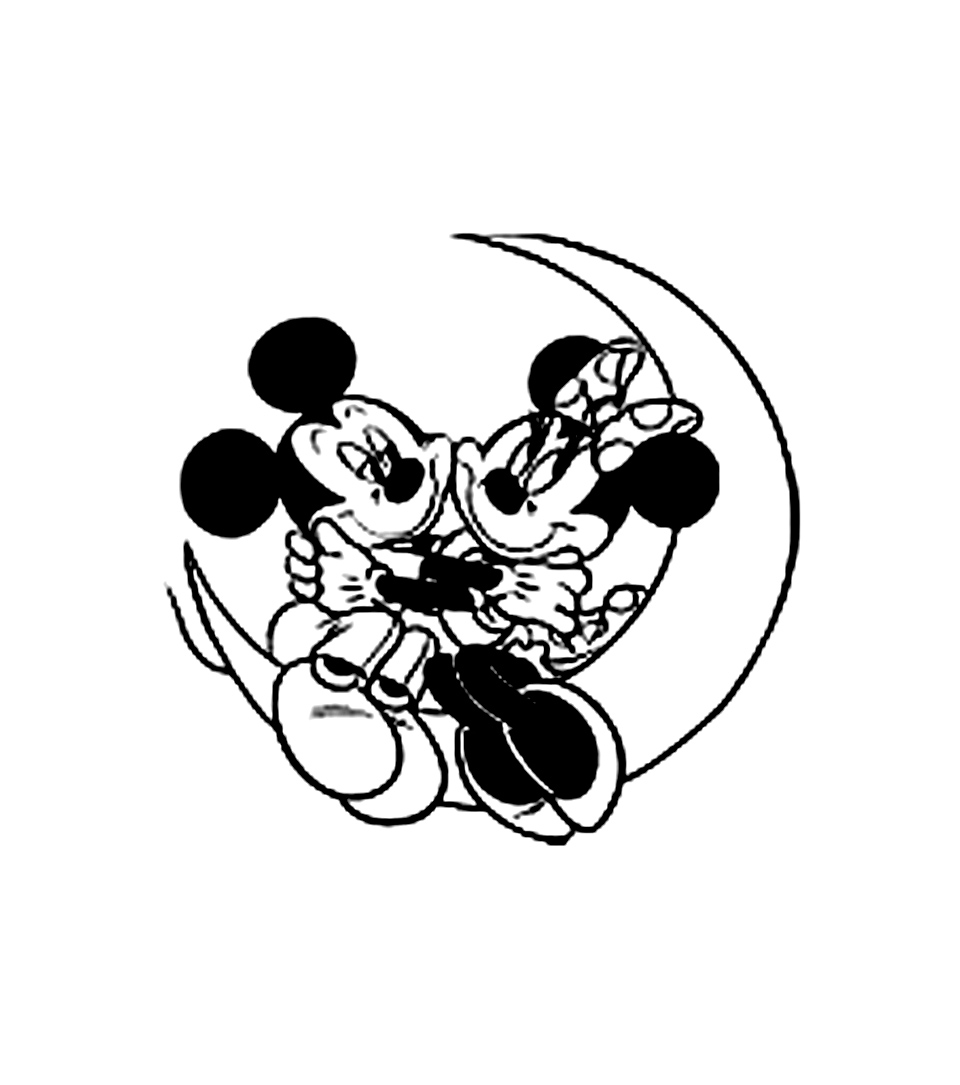 Coloriage Mickey et ses amis mickey minnie lune Imprimer