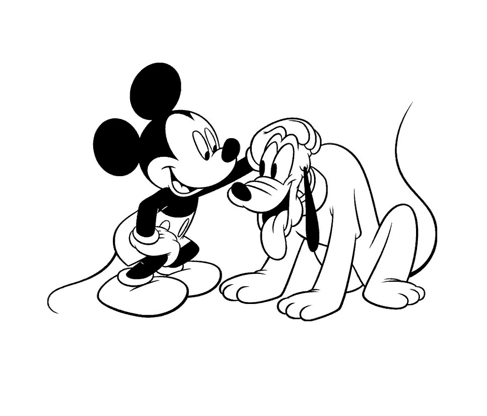 Coloriage Mickey et ses amis Mickey pluto 1 Imprimer
