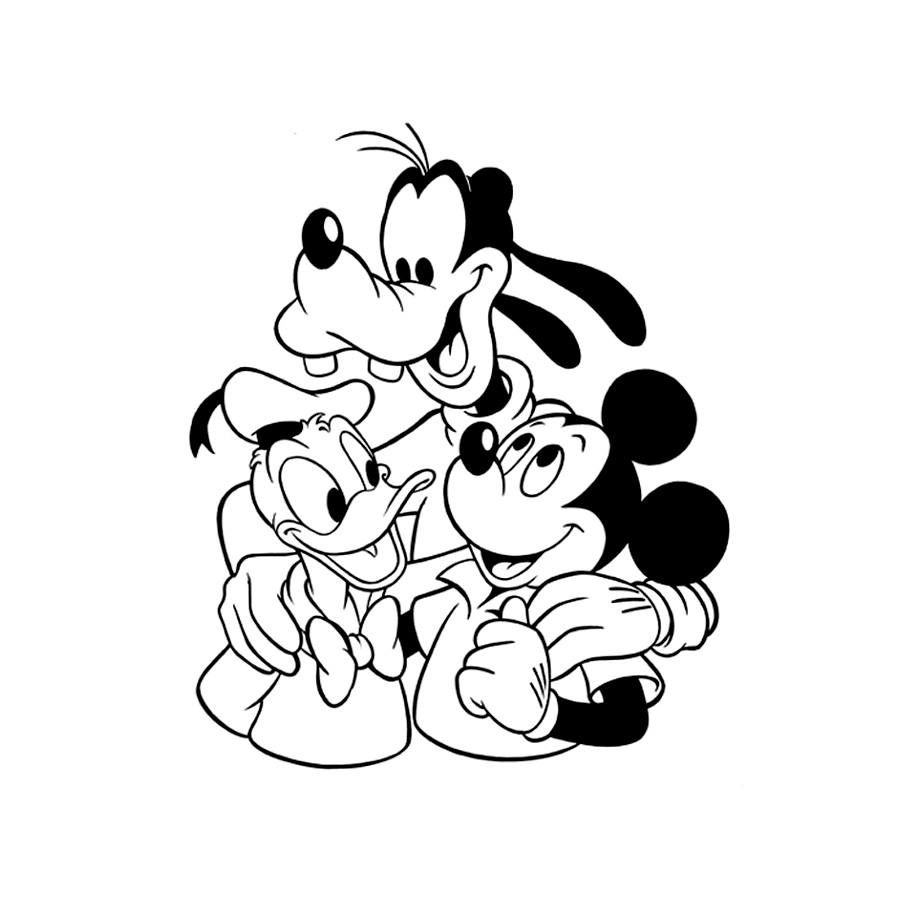 Coloriage Mickey et ses amis Mickey pluto donald Imprimer