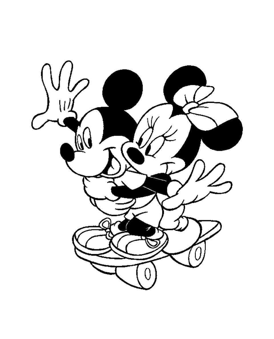 Coloriage Mickey et ses amis mickey skate Imprimer