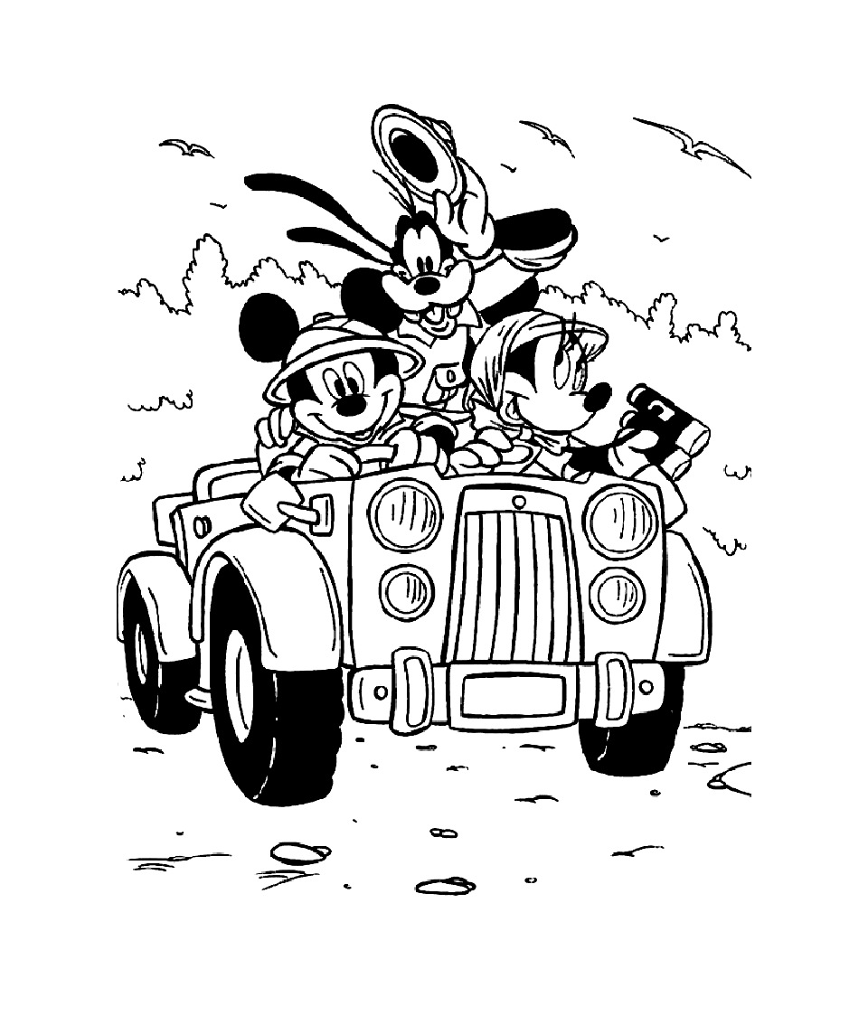 Coloriage Mickey et ses amis mickey voiture Imprimer