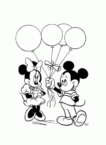 Coloriage mickey minnie ballons