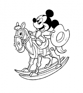 Mickey sur un cheval à bascule