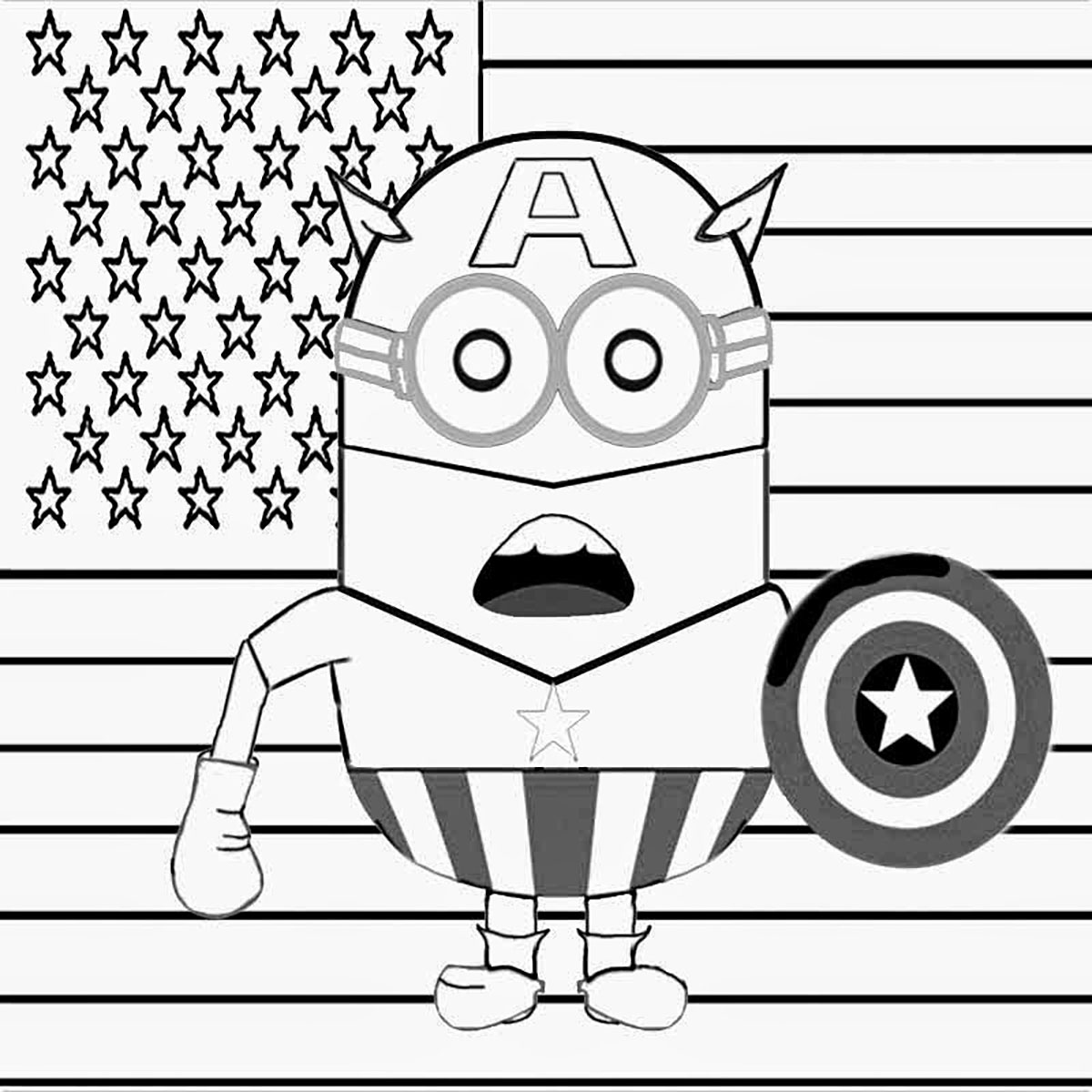 coloriage minion captain america free to print