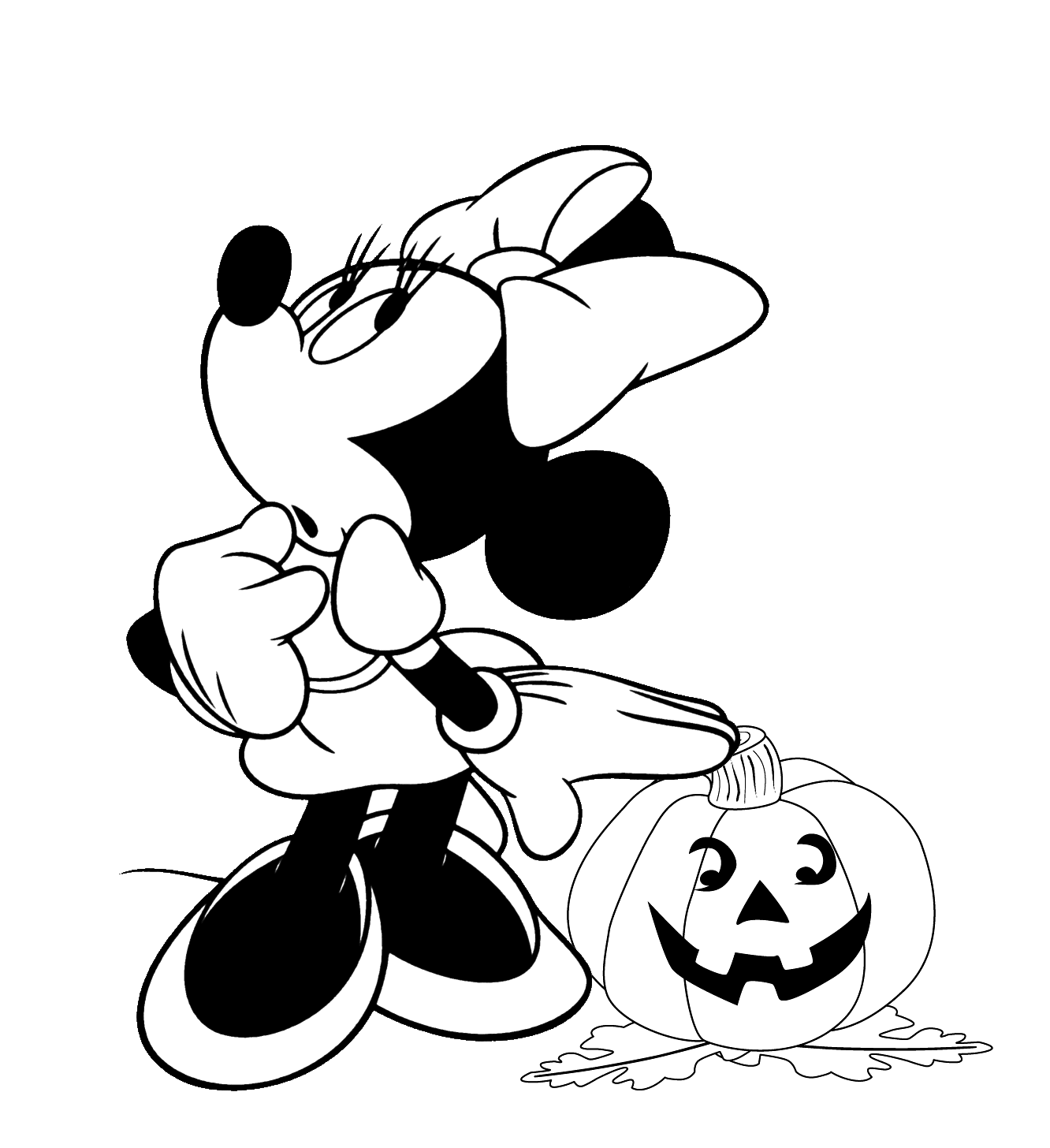 Minnie a peur de cette citrouille d'Halloween