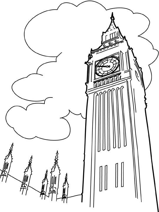 Big Ben Vu De Face Londres Coloriage De Monuments Coloriages Pour Enfants