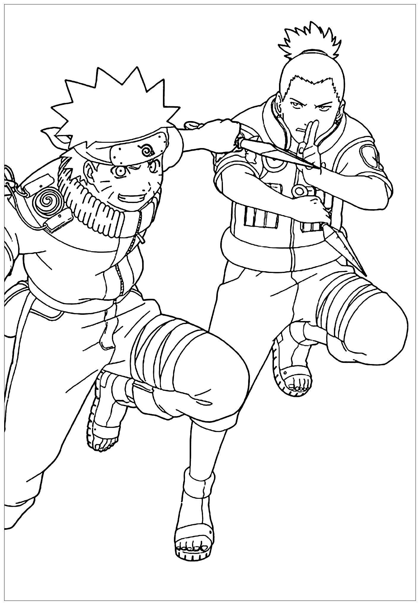 Coloriage de Naruto et Shikamaru