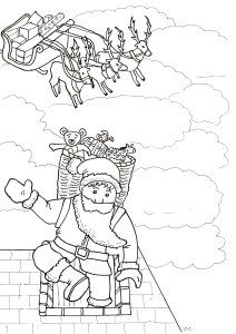 Père Noël arrivant dans la cheminée