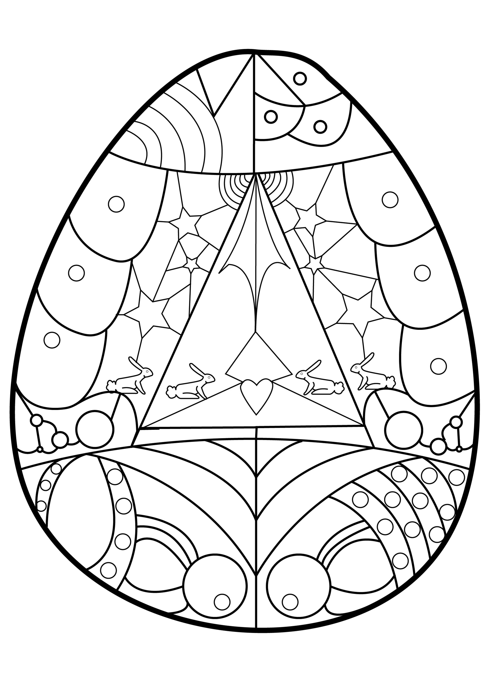Diverses formes géométriques et motifs à colorier dans ce joli oeuf de Pâques