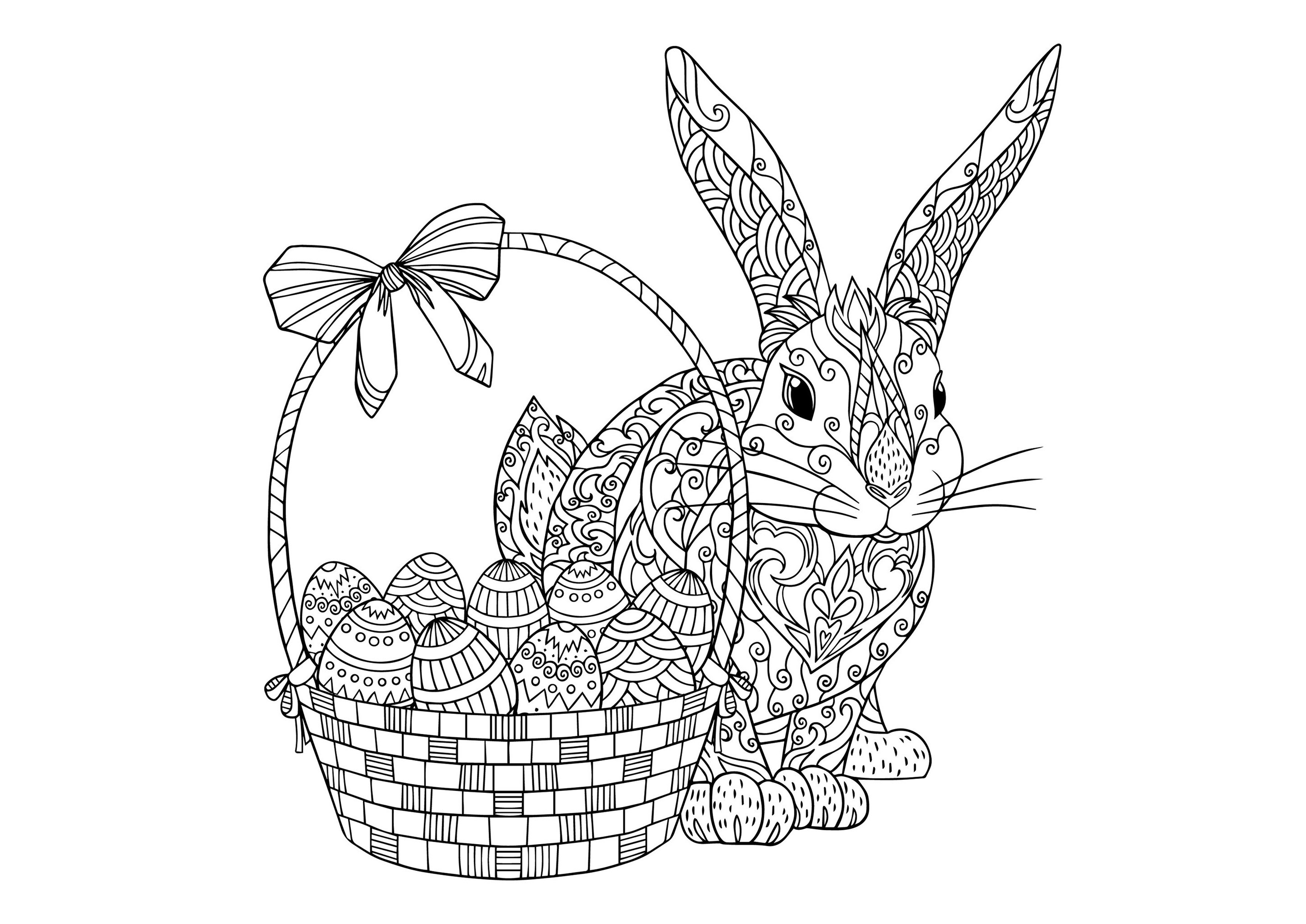 Lapin de Pâques - Coloriages de Pâques (Oeufs de Pâques, Lapins