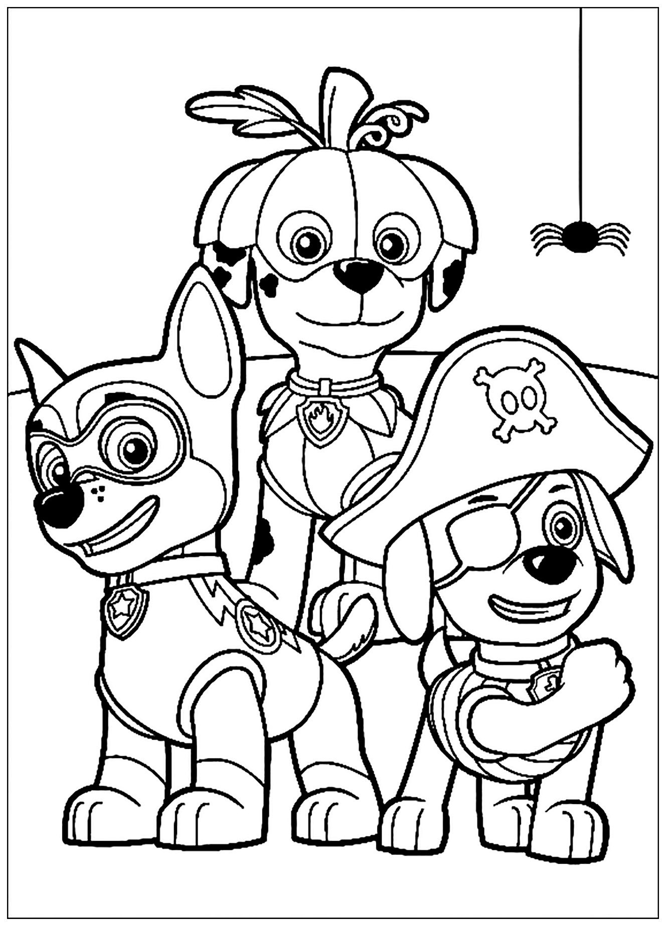 Image de Pat Patrouille à imprimer et à colorier : Trois des chiens de la patrouille