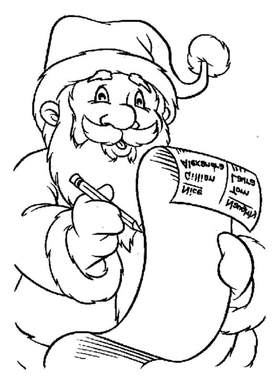 Père Noël lisant une lettre d'un enfant - Coloriage Père Noël - Coloriages pour enfants