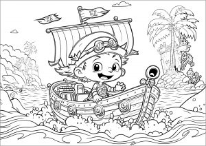 Gentil pirate dans son bateau