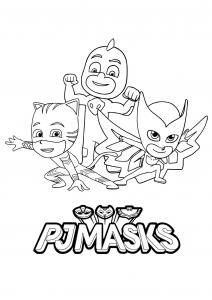 Pyjamasques  (PJ Masks) : coloriage facile avec logo