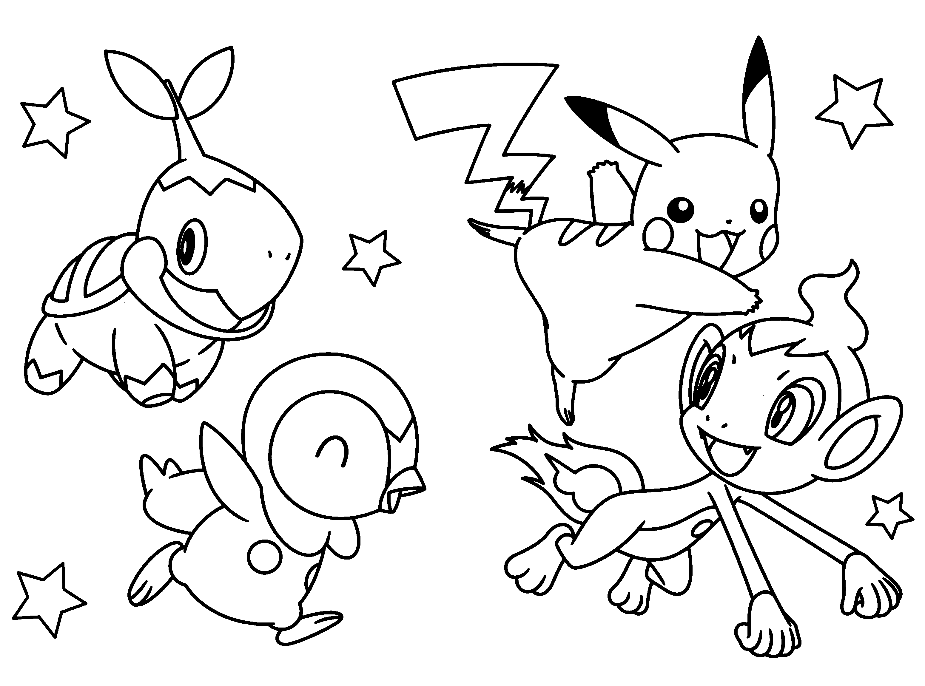 Pikachu et quelques créatures amies