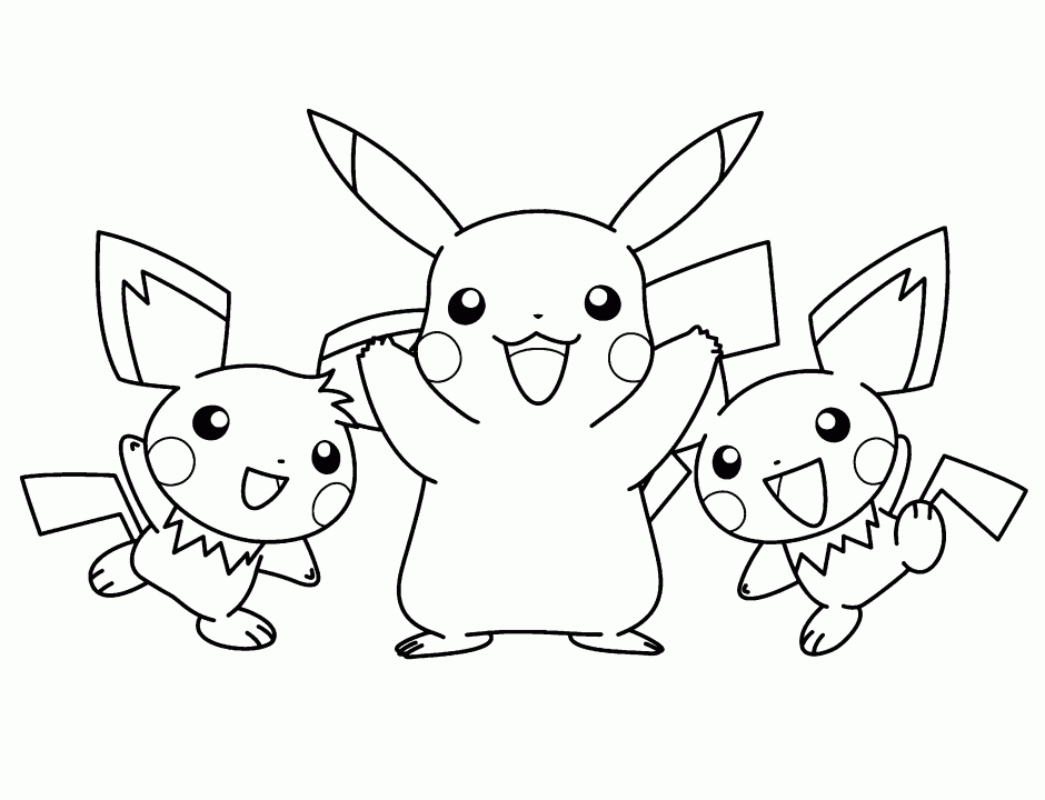 Pokemon pikachu et petits - Tous les Coloriages Pokemon - Coloriages pour enfants