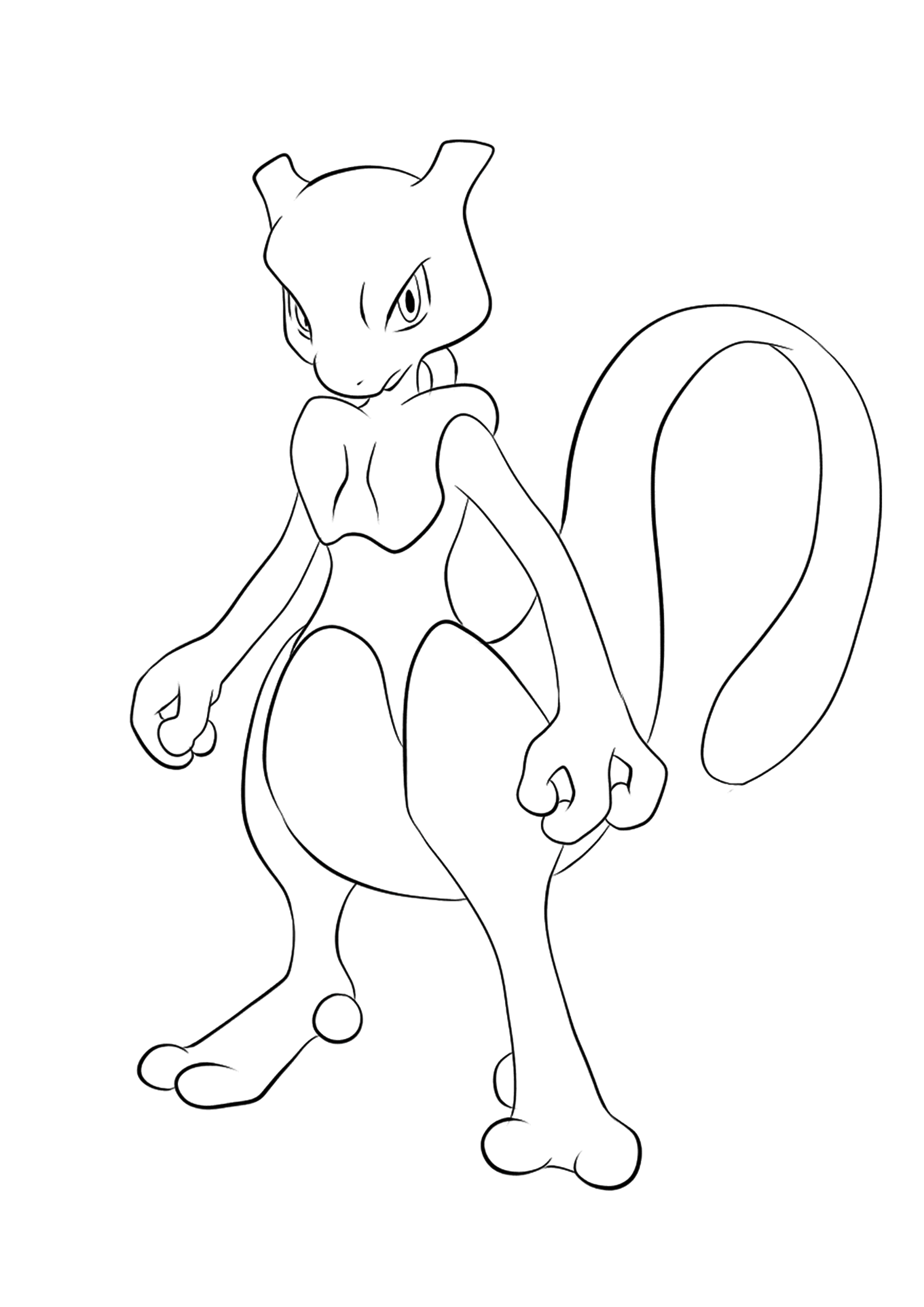 Mewtwo (No.150). Coloriage de Mewtwo (Mewtwo), Pokémon de Génération I, de type : PsyOriginal image credit: Pokemon linearts by Lilly Gerbil on Deviantart.Permission:  All rights reserved © Pokemon company and Ken Sugimori.