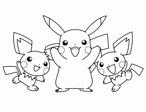 Coloriage pokemon pikachu et petits