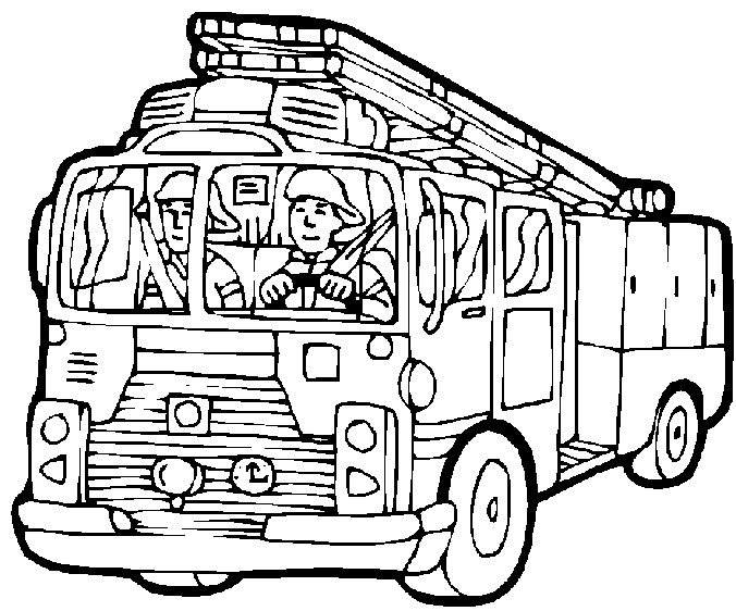 Camion grande echelle - Coloriage de Pompiers - Coloriages pour enfants