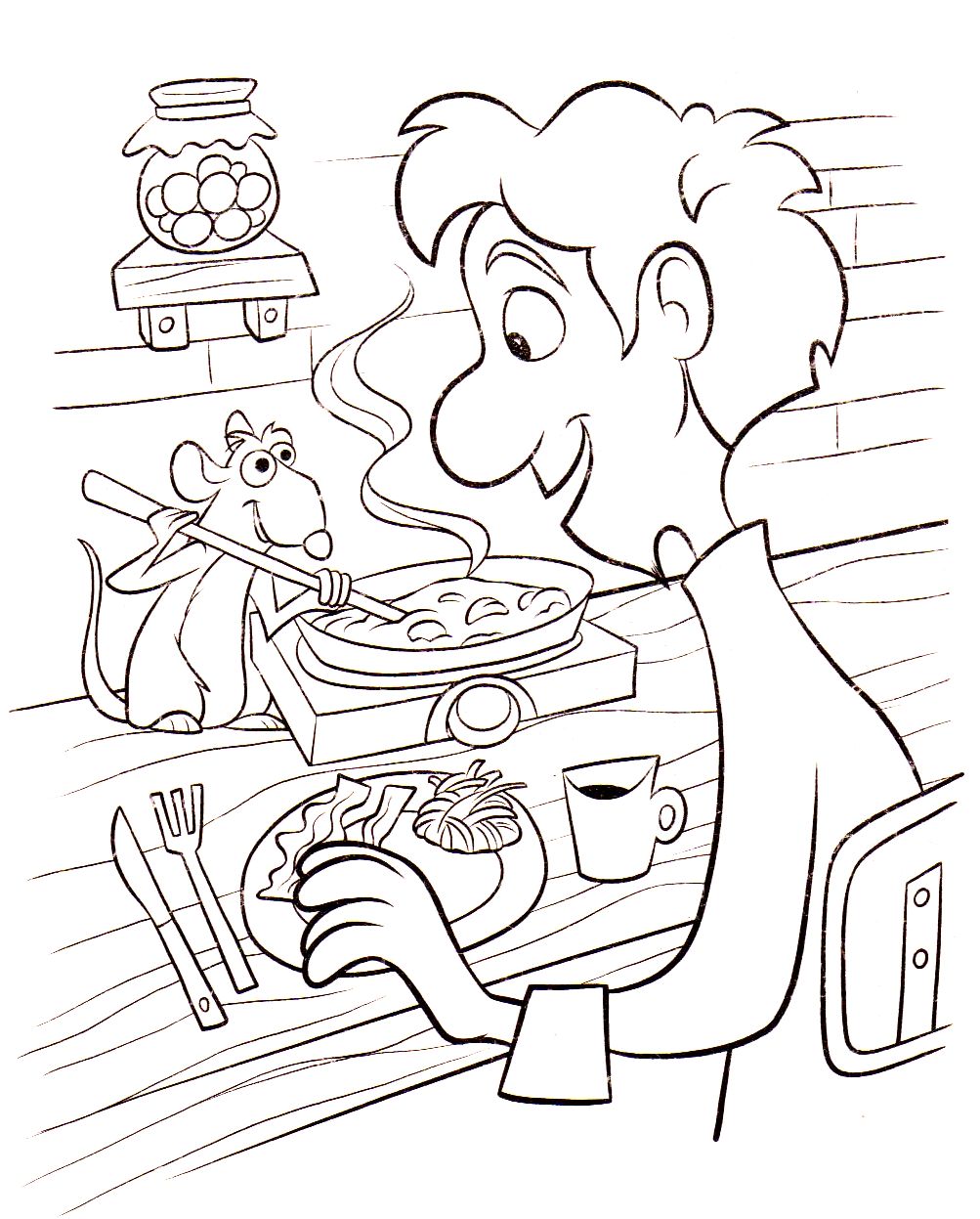 Un bon repas mijoté par Linguini et son ami le rat Rémy