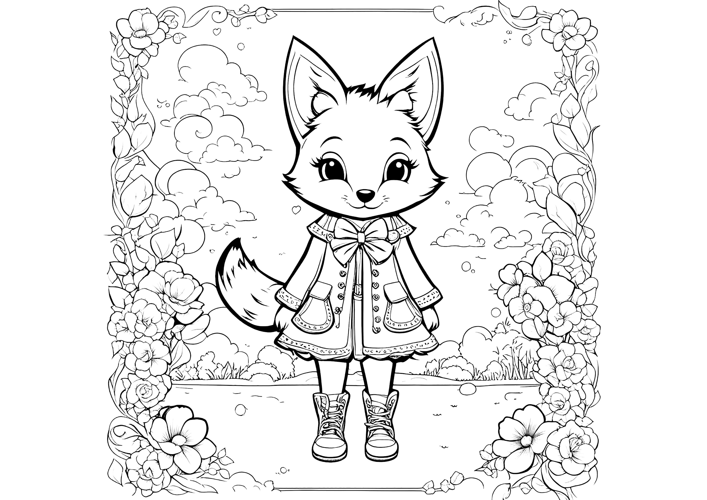 Jolie petite renarde - Coloriages de Renards pour enfants
