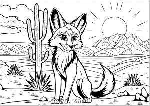 Coloriage d'un renard du désert