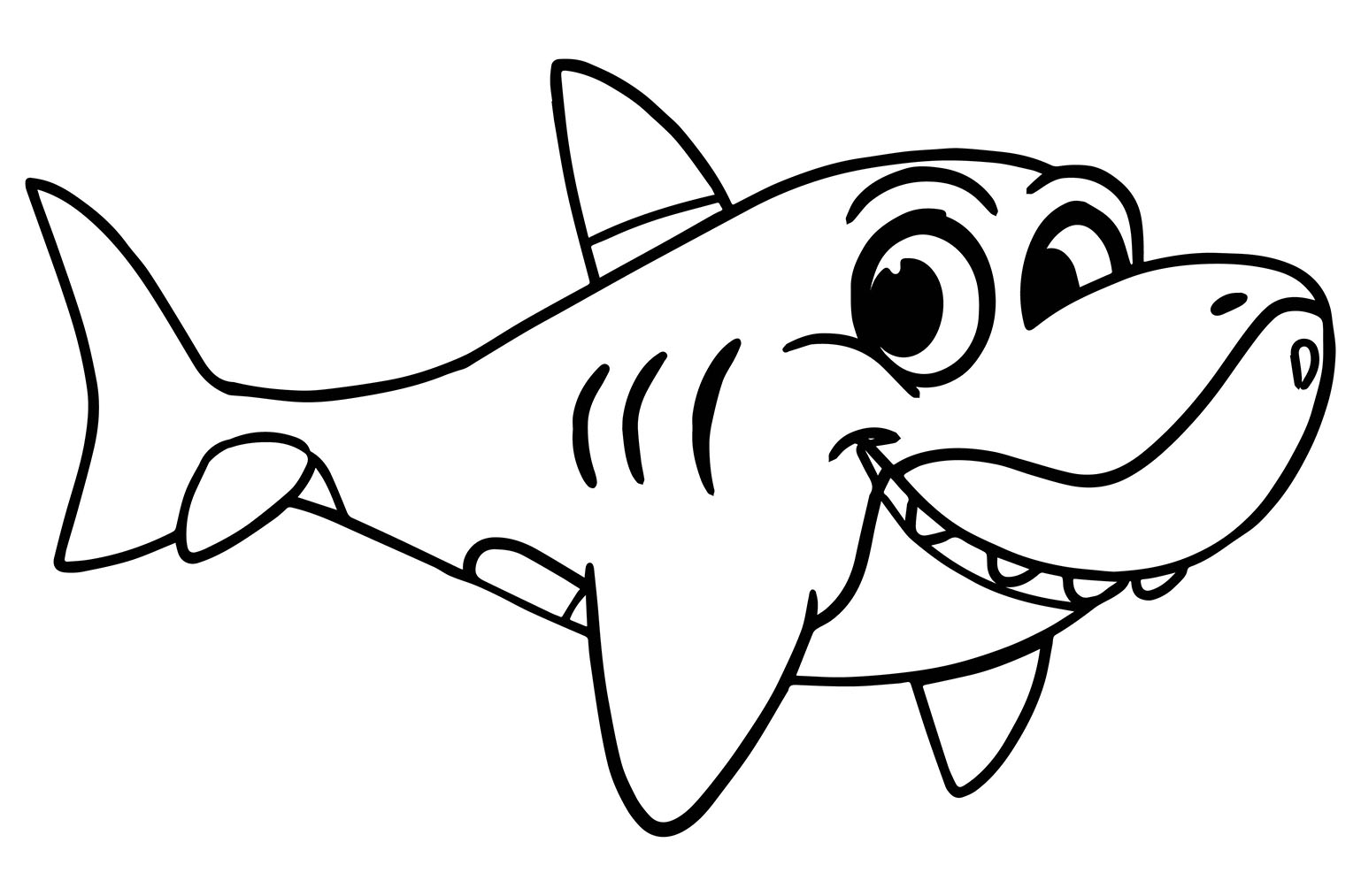 Coloriage d'un requin souriant
