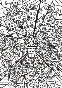 Dessin doodle avec de nombreuses têtes de robots