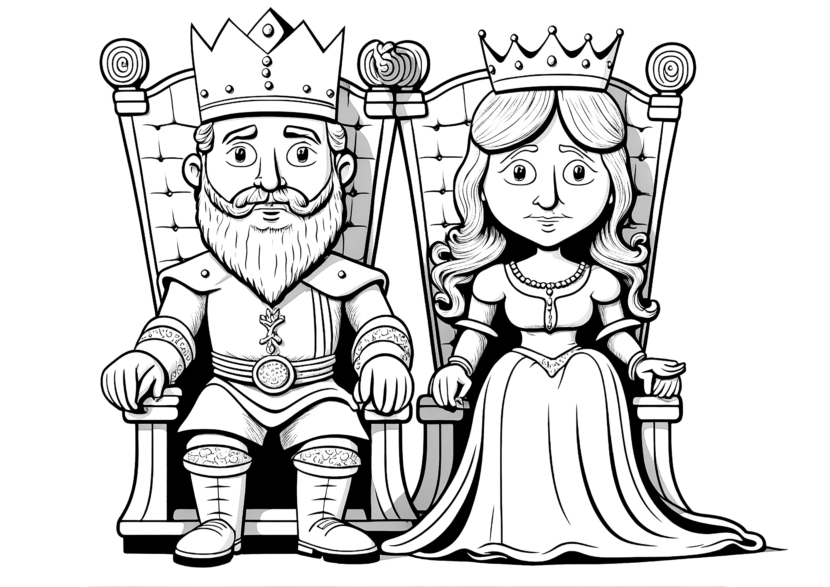 Roi et reine sérieux - Coloriages de Rois et Reines pour enfants