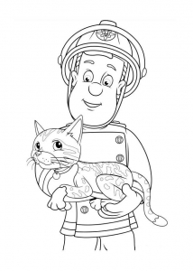 Coloriage de Sam le pompier à colorier pour enfants