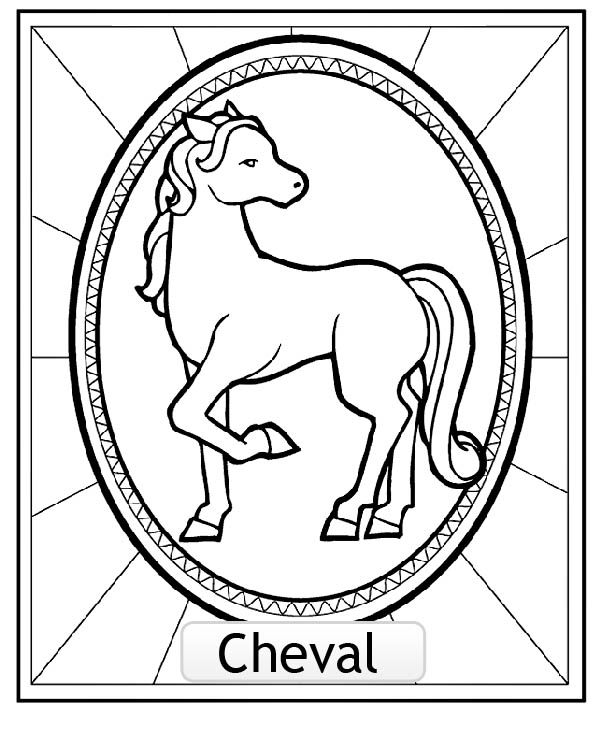Coloriage Signe astrologie Chinois du CHEVAL