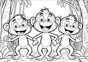 Trois singes rigolo