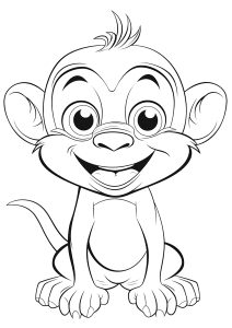 Dessin simple à colorier d'un petit singe
